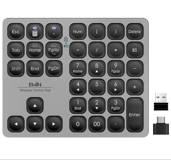 テンキー ワイヤレス Bluetooth 2.4G接続 Mac対応 日本語対応 Bluetoothキーボード