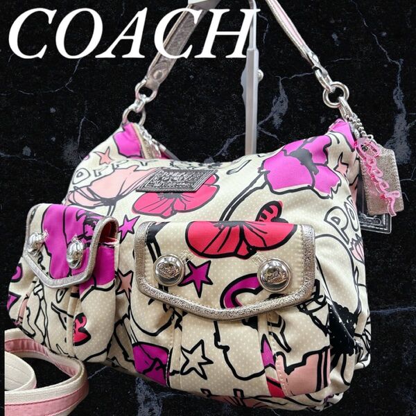 ☆未使用級☆ COACH ショルダーバッグ 2way archive Y2K コーチ 肩掛け 斜め掛け 総柄 ハンドバッグ