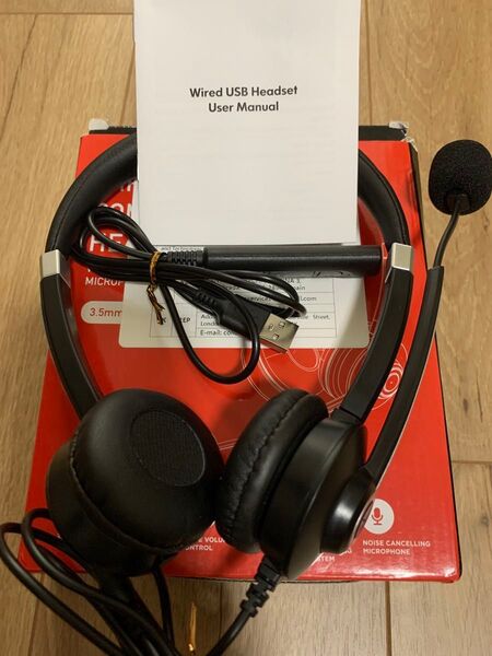 1pc EARBAY USB ヘッドセット マイク付き ノイズキャンセリング ヘッドフォン ラップトップ PC用 ジャンク品