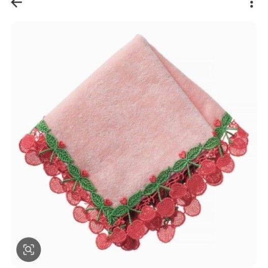 新品 近沢レース シーズンタオルハンカチ さくらんぼ ピーチ
