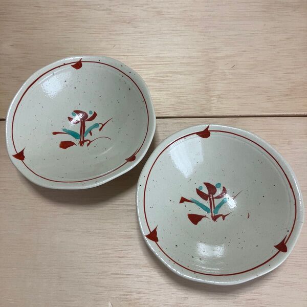 赤絵脚付浅鉢 中鉢 和食器 小鉢 銘々皿 煮物椀 食器 美品