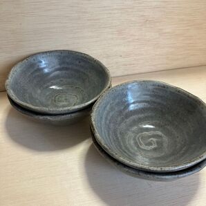 陶器の小鉢4個セット 和食器 鼠志野 中鉢 浅鉢 とんすい 取り皿