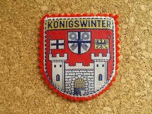 70s ドイツ ケーニッヒスヴィンター KONIGSWINTER ビンテージ フェルト ワッペン/城スーベニア紋章アップリケ中世パッチ旅行エンブレム土産