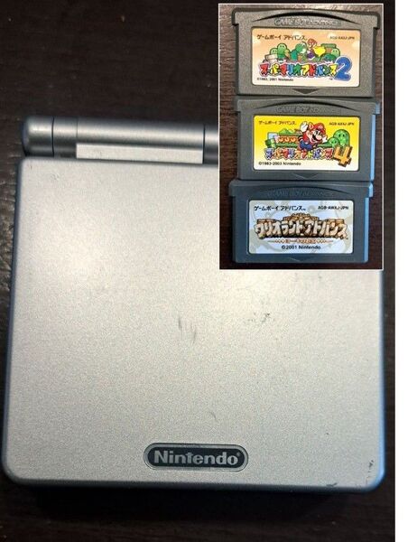 GBASP 本体+ソフト(スーパーマリオアドバンス2と4、ワリオランドアドバンス)+usb充電ケーブル AGS-001 任天堂