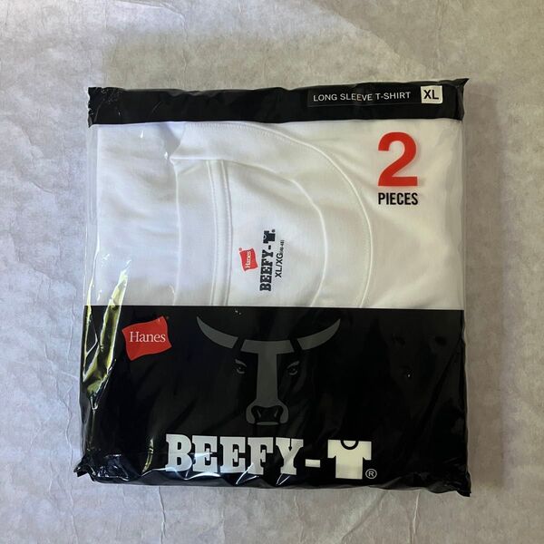 新品 Hanes ヘインズ BEEFY ビーフィー ロングスリーブTシャツ XL 白 ホワイト 長袖 クルーネック 無地