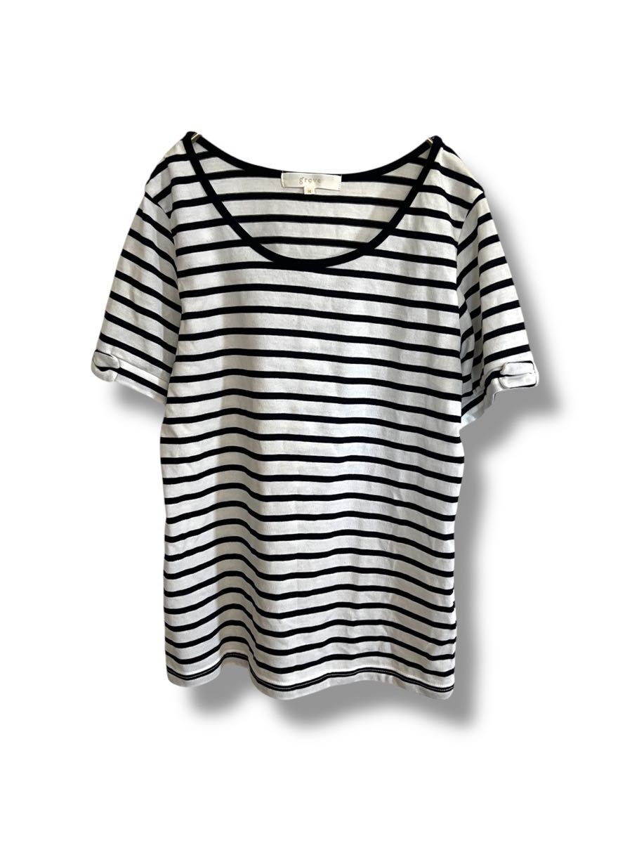 groveボーダーカットソーTシャツ袖口リボンM