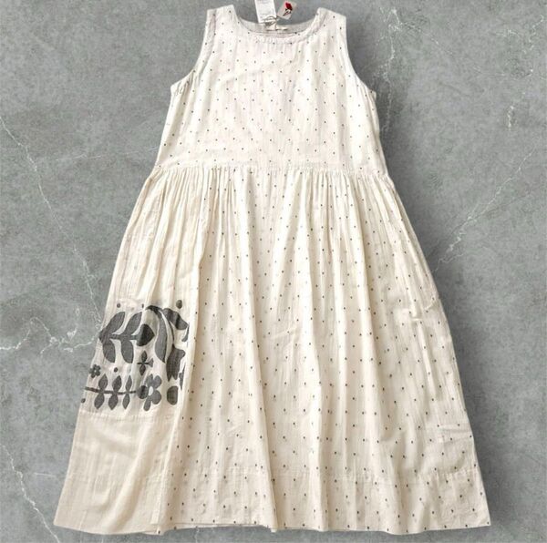 【タグ付未使用】インジリ SLEEVELESS DOT DRESS ワンピース ノースリーブワンピース インド綿 ロング