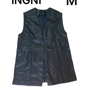 【INGNI】ベスト Mサイズ 黒 フェイクレザー ジレ 未使用 きれいめカジュアル