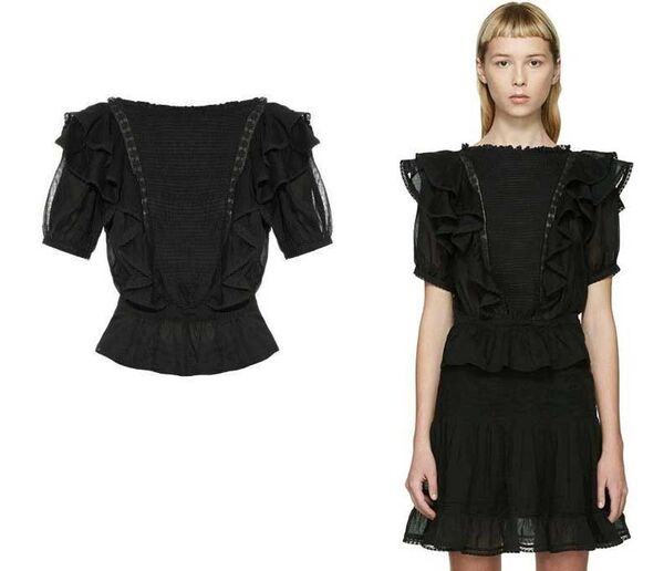 イザベルマラン ISABEL MARANT ETOILE Nathan ボイルコットン製 ラッフルブラウス 36