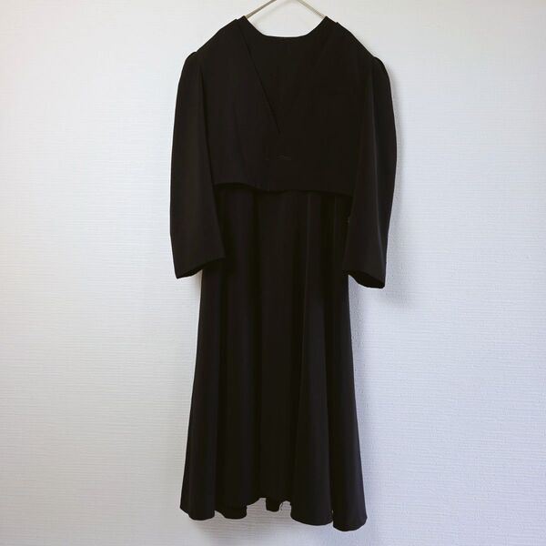 レディースワンピーススーツ セットアップ 喪服 礼服 ブラックフォーマル 黒 13号 古着 ボレロ ワンピース アンサンブル
