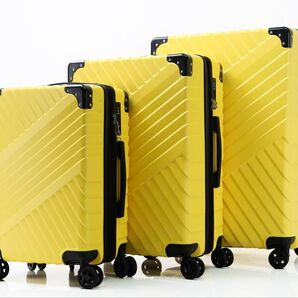 軽量Mサイズ 静音8輪 TSAロック キャリーバッグ スーツケース キャリーケース イエロー