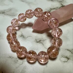 とんぼ玉ブレスレット ピンク 夜光