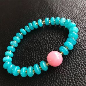 希望の石.アマゾナイト18*13mm+ピンクオパール12mmブレスレット