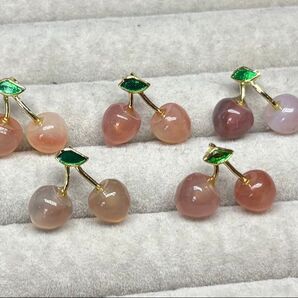 【セット】さくらんぼ 瑪瑙 チャーム パーツ ブレスレット 天然石 パワーストーン