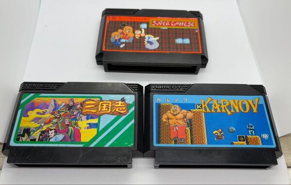ファミコンカセット ナムコ3本セットD 箱説なし スーパーチャイニーズ 三国志 カルノフ