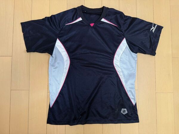 Mizuno 半袖ベースボールシャツ ネイビー/シルバー