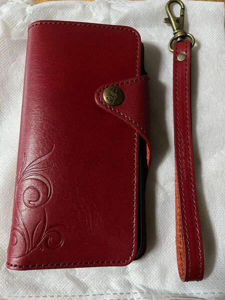 【未使用品】 iPhone X XS 手帳型レザーケース Smart Leather レッド