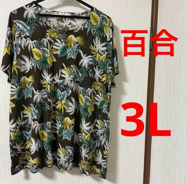 【美品】百合 小泉アパレル チュニック カットソー tシャツ トップス 3L 大きいサイズ