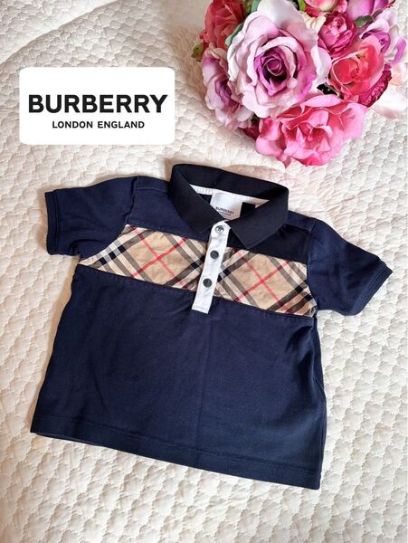 Burberry バーバリー ポロシャツ ネイビー 2y 半袖ポロシャツ 子供服キッズ