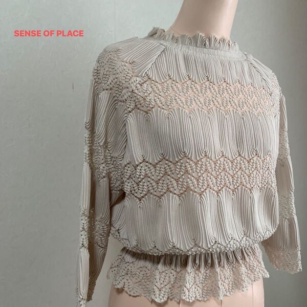 SENSE OF PLACE アーバンリサーチ フリルカラー レース 七分袖 トップス