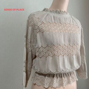 SENSE OF PLACE アーバンリサーチ フリルカラー レース 七分袖 トップス