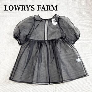 【未使用】LOWRYS FARM ローリーズファーム オーガンジーチュニック ブラウス シアー 前後2way リボン 黒