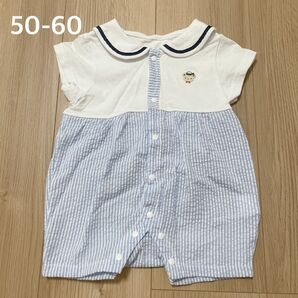 バースデイ ベビー服 ロンパース 50-60 半袖ロンパース 前開き 襟付き