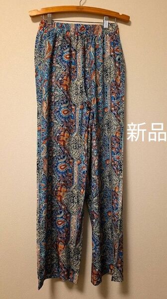 新品★涼しいレディースボトムパンツ★MからLL相当 ウエストゴムパンツ ペイズリー柄パンツ レディース夏パンツ ボトムス
