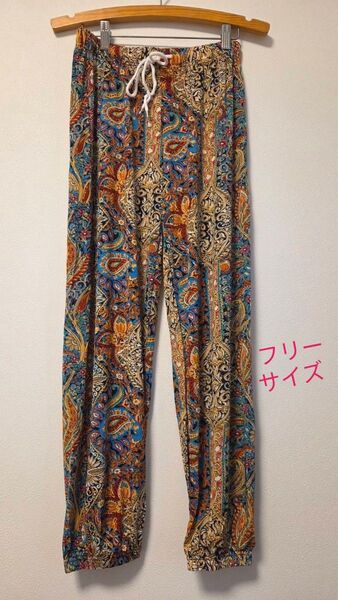 新品★涼しい夏ボトムパンツ★ゆったりパンツ★ ペイズリー柄パンツ エスニックパンツ ルームパンツ ボトム ボトムス