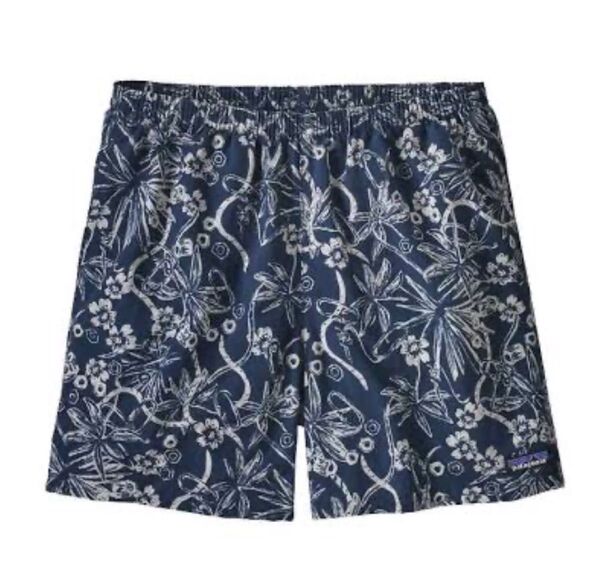 新品 patagonia メンズM バギーズショーツ 5インチ パタゴニア baggies DIBE 総柄 ストーンブルー
