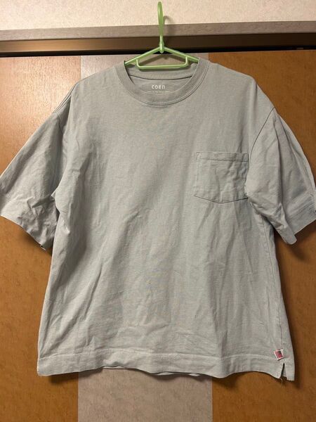 usaコットンヘビーウェイトリラックスクルーネックTシャツ coen Sサイズ ライム 半袖Tシャツ ポケット ヘビーウエイト