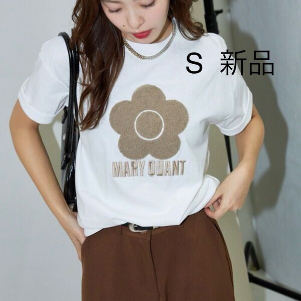 【新品】S ベージュ MARY QUANT マリークワント 相良刺繍 Tシャツ