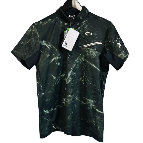 オークリー OAKLEY ゴルフウェア 半袖 ポロシャツ スカル ストレッチ 総柄