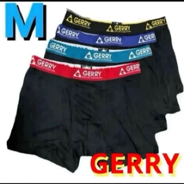 M●4枚★GERRY/ジェリー★綿混★メンズ前開きボクサーブリーフ/ボクサーパンツ★黒/ブラック