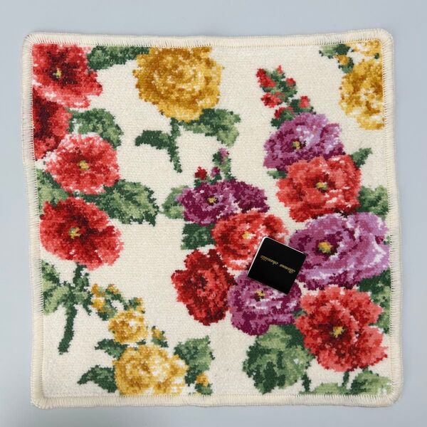 新品 ボンシェニール Bonne chenille タオルハンカチ ハンドタオル シェニール織 花柄 葵 シュニール織