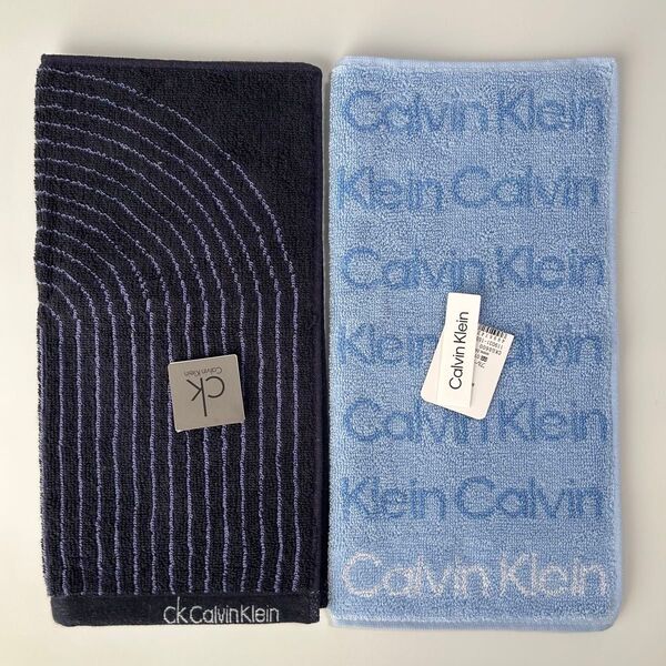 新品2枚セット CK Calvin Klein カルバンクライン タオルハンカチハンドタオル ロゴ 総柄