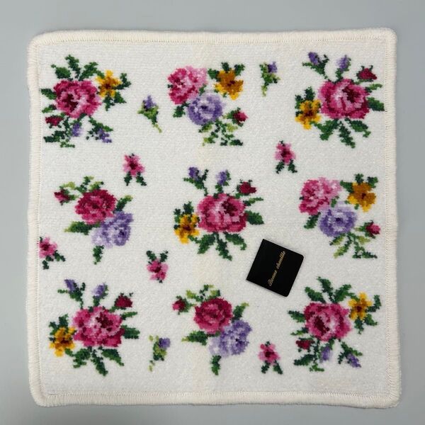 新品 ボンシェニール Bonne chenille タオルハンカチ ハンドタオル シェニール織 小薔薇 ばら バラ 花柄