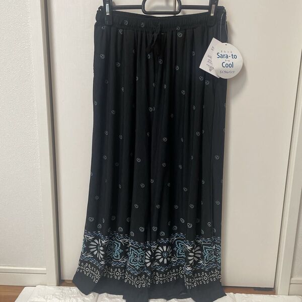 ワイドパンツ パンツ L ウエストゴム 部屋着 ルームウェア パジャマ ポケット付き タグ付き らくちんパンツ