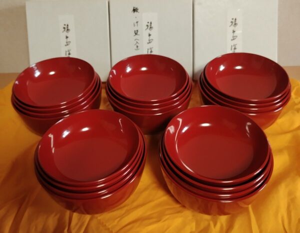 輪島塗 本朱 両椀-入子椀5客セット 木製 漆器 塗師 哲斎 懐石道具