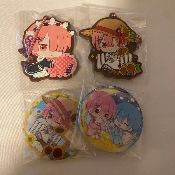 Re:ゼロから始める異世界生活 レム&ラムあそーと7 ラムセット ラバーストラップ 缶バッジ