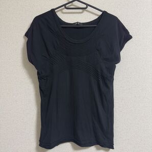 A/T ブラック カットソー Tシャツ 綿100% アツロウタヤマ ノースリーブ ブラック