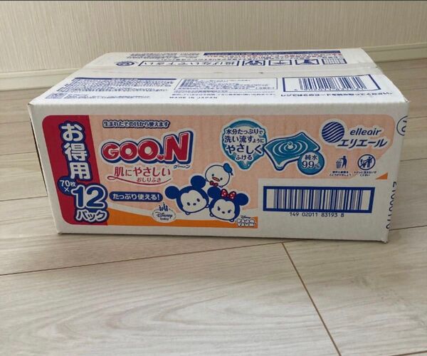 グーン 肌にやさしいおしりふき ディズニーツムツムデザイン (70枚入×12個パック)