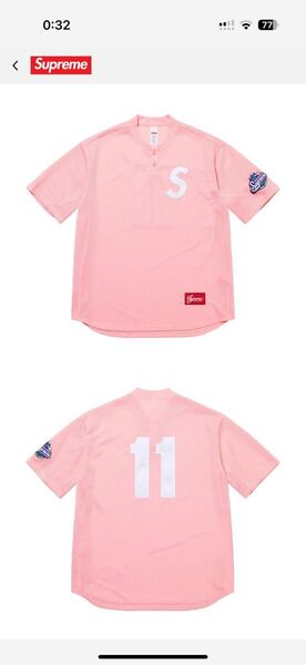 Supreme ベースボールシャツ ピンク