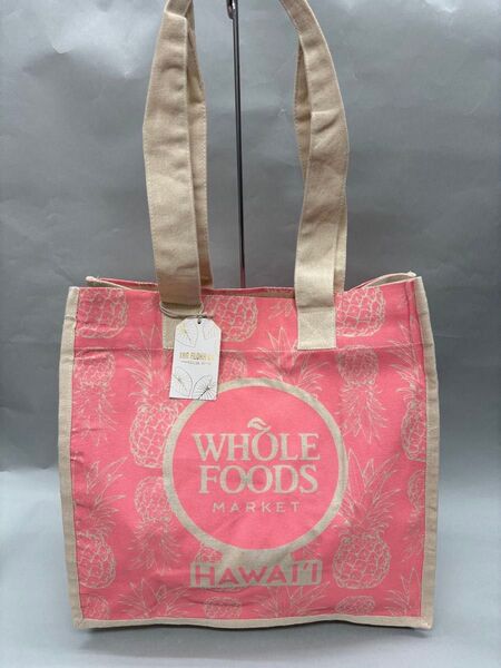 【新品未使用】WHOLE FOODS MARKET パイナップル柄トートバッグPK KAILUA ハワイ限定