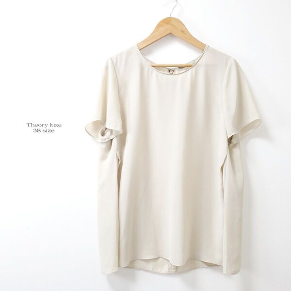 訳あり☆Theory luxe セオリーリュクス ポリエステル ブラウス ベージュ 半袖