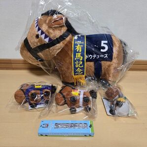 605/5点セット ドウデュース ふわふわBIG ぬいぐるみ マスコット 馬服 夢みる名馬コレクション フライトタグ おまとめ