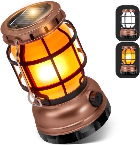 LEDランタン 充電式 2000mAh大容量 ソーラー充電/USB充電対応 防水