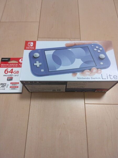 【新品未使用】「Nintendo Switch Lite 本体 ブルー」microSDカード64GB付き