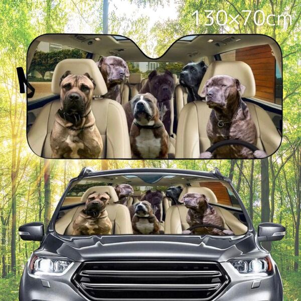 車用サンシェード 犬 ペット柄 130×70 高品質 紫外線対策 簡単取付 コンパクト収納 折りたたみ いぬ イヌ 日よけ 日焼け