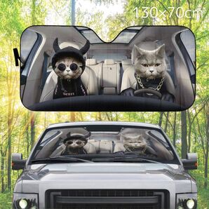 車用サンシェード 猫 ショートヘア ねこ ネコ 可愛い 紫外線対策 日よけ 簡単 日焼け 130×70